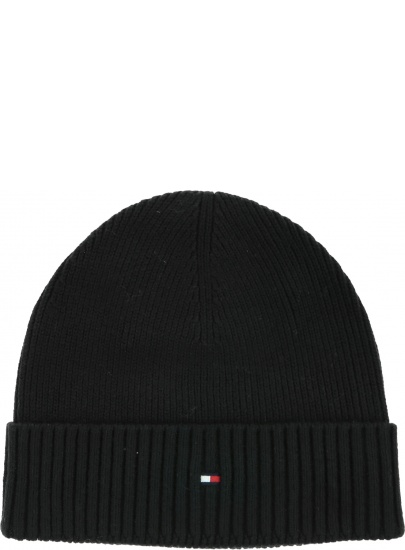 Czarna Czapka Zimowa TOMMY HILFIGER Pima Cotton Beanie AM0AM06573 BDS