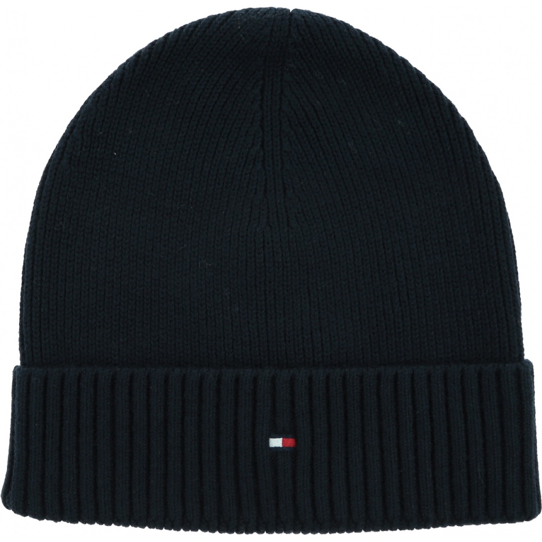 Granatowa Czapka Zimowa TOMMY HILFIGER Pima Cotton Beanie AM0AM06573 DW5
