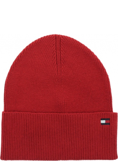 Czerwona Czapka TOMMY HILFIGER Essential Knit Beanie AW0AW08885 XMP